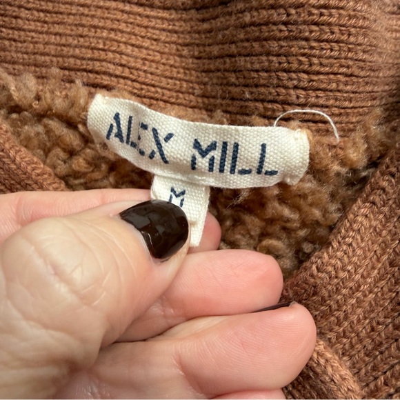 ALEX MILL BINKY CARDIGAN - TERRACOTTA Teddy Cardi Sweater merino wool medium M - Picture 3 of 5